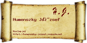 Humenszky József névjegykártya
