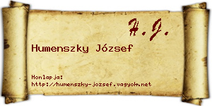 Humenszky József névjegykártya